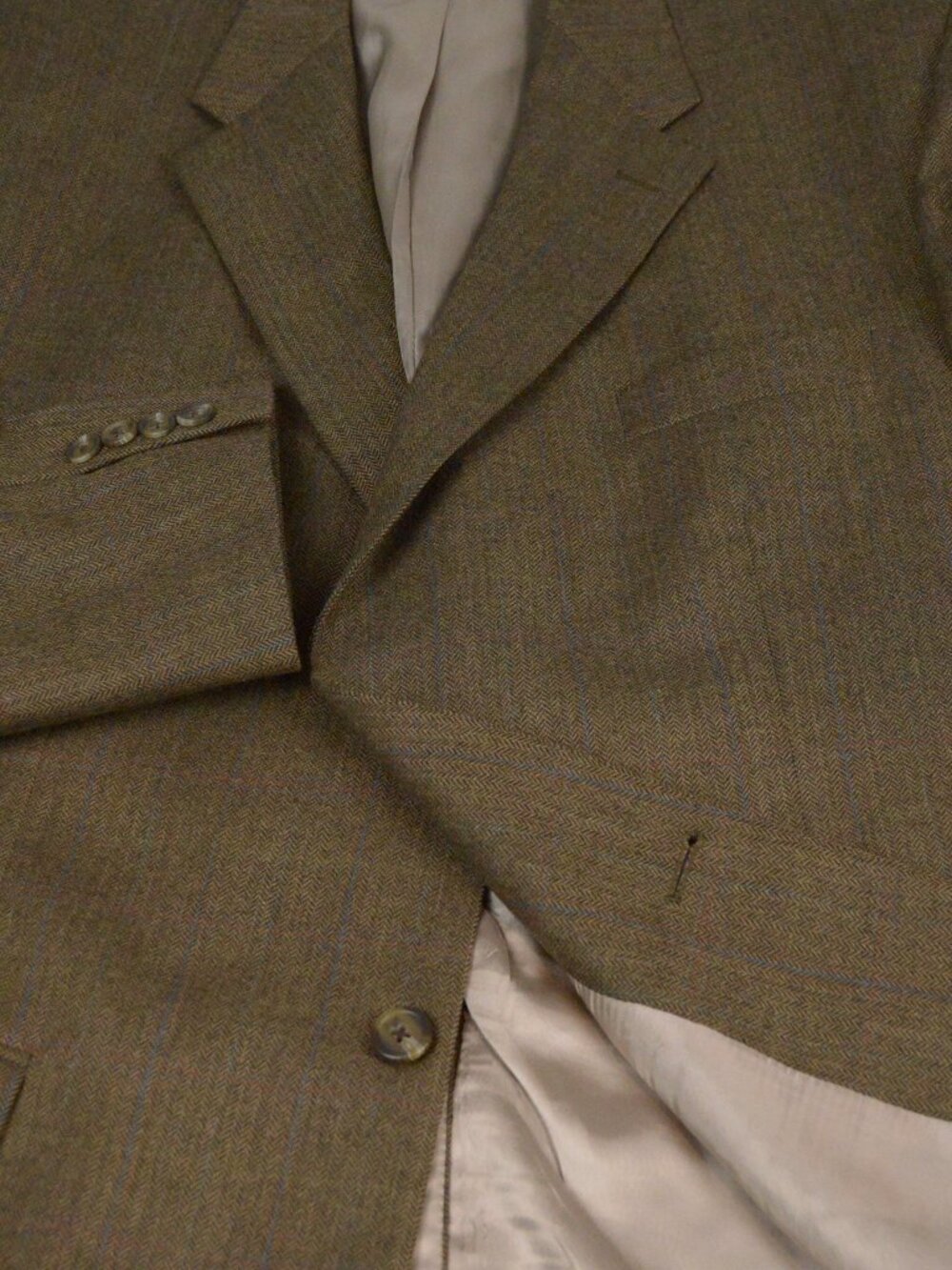 Lauren Ralph Lauren 100% Wool Brown Herringbone Windowpane Sport Coat -- Size 46